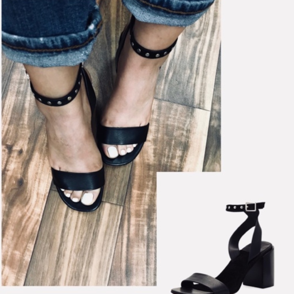 Rag & Bone Gia Black Suede& Leather Sandals